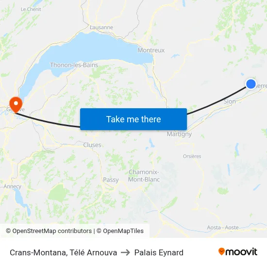 Crans-Montana, Télé Arnouva to Palais Eynard map