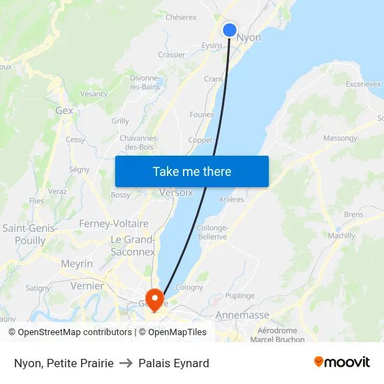 Nyon, Petite Prairie to Palais Eynard map