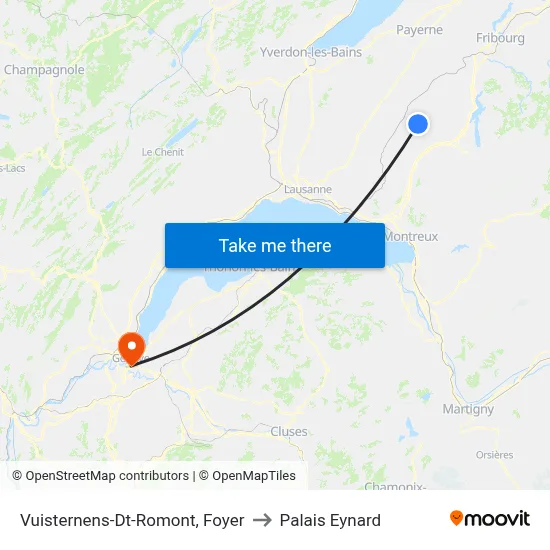 Vuisternens-Dt-Romont, Foyer to Palais Eynard map