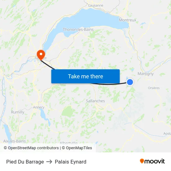 Pied Du Barrage to Palais Eynard map