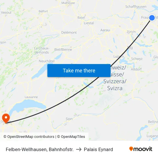 Felben-Wellhausen, Bahnhofstr. to Palais Eynard map