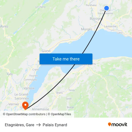 Etagnières, Village to Palais Eynard map