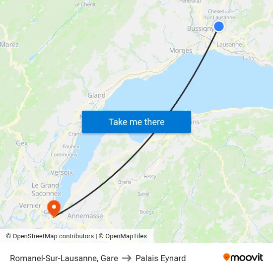 Romanel-Sur-Lausanne, Gare to Palais Eynard map