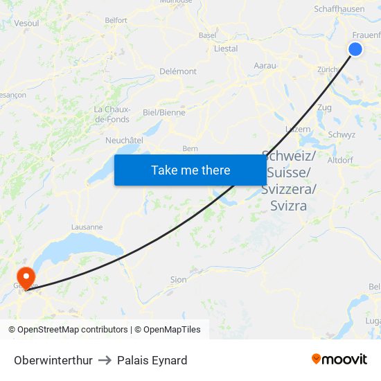 Oberwinterthur to Palais Eynard map