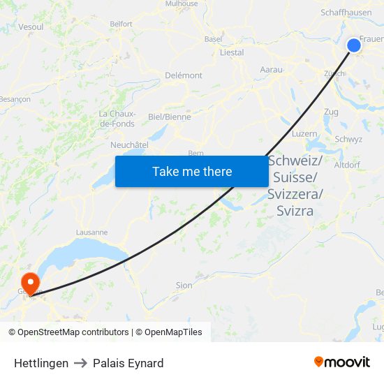 Hettlingen to Palais Eynard map