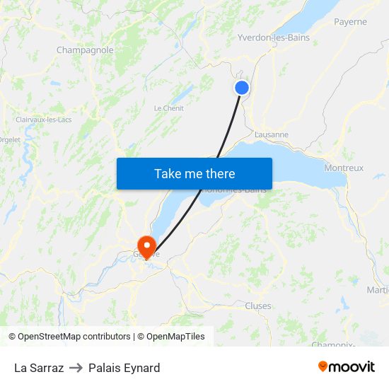 La Sarraz to Palais Eynard map