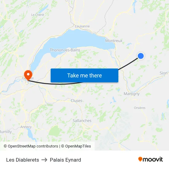 Les Diablerets to Palais Eynard map
