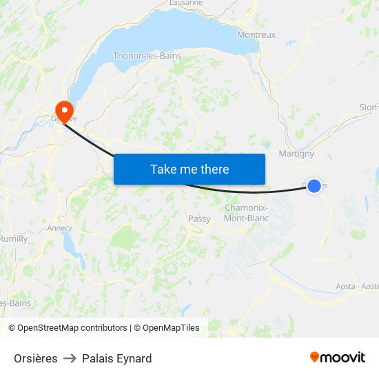 Orsières to Palais Eynard map