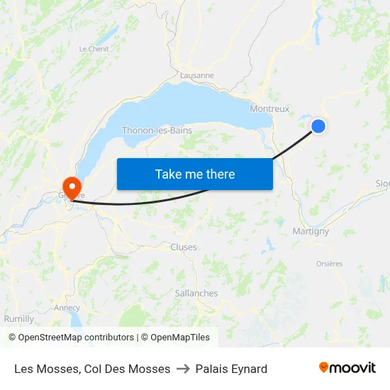 Les Mosses, Col Des Mosses to Palais Eynard map