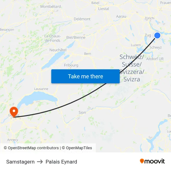 Samstagern to Palais Eynard map