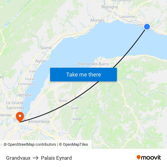 Grandvaux to Palais Eynard map