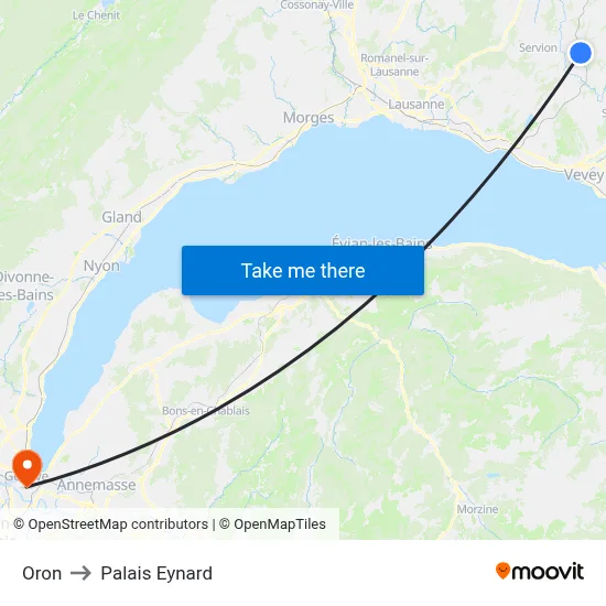 Oron to Palais Eynard map