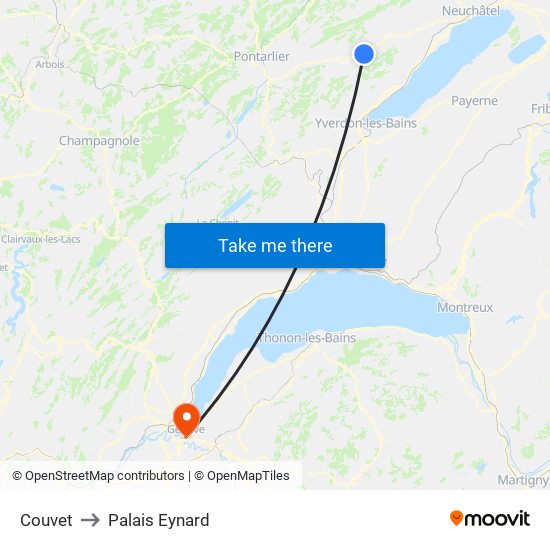 Couvet to Palais Eynard map