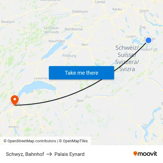 Schwyz, Bahnhof to Palais Eynard map