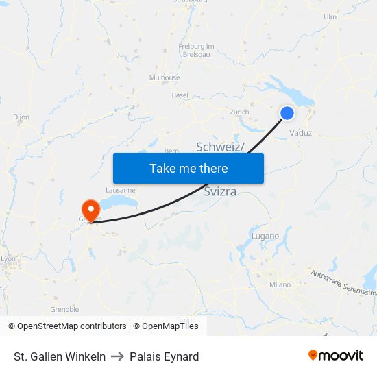 St. Gallen Winkeln to Palais Eynard map