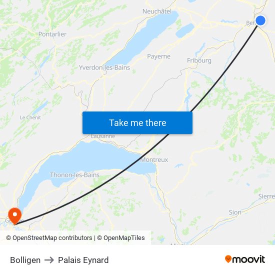 Bolligen to Palais Eynard map