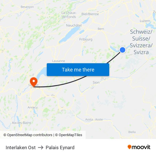 Interlaken Ost to Palais Eynard map