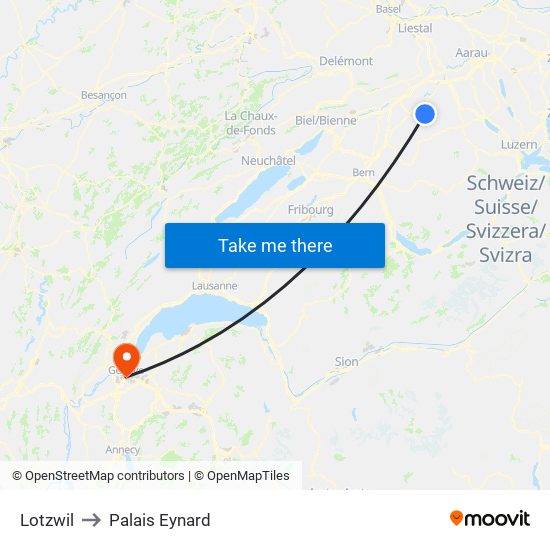 Lotzwil to Palais Eynard map