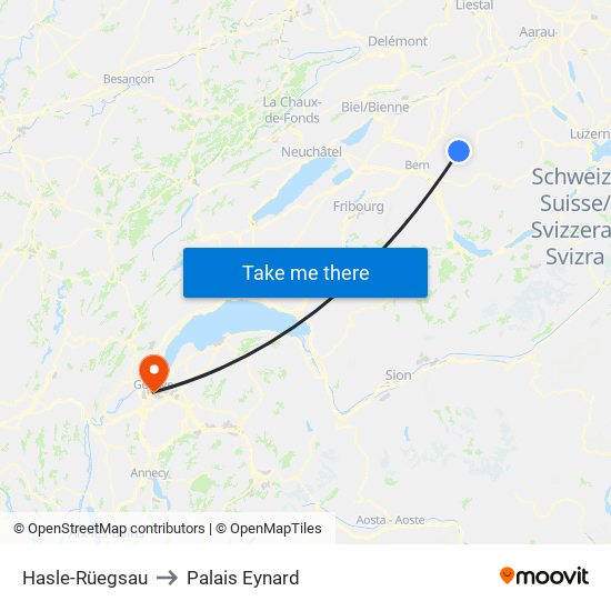 Hasle-Rüegsau to Palais Eynard map