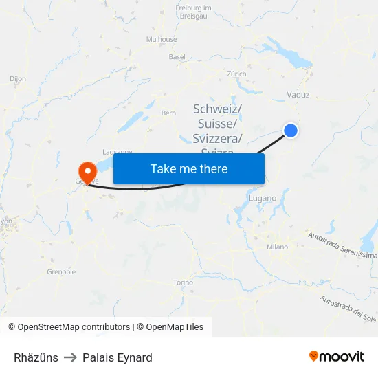 Rhäzüns to Palais Eynard map
