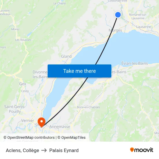Aclens, Collège to Palais Eynard map