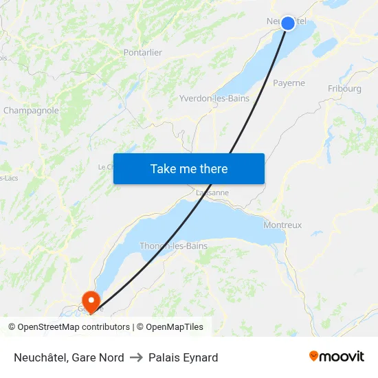 Neuchâtel, Gare Nord to Palais Eynard map