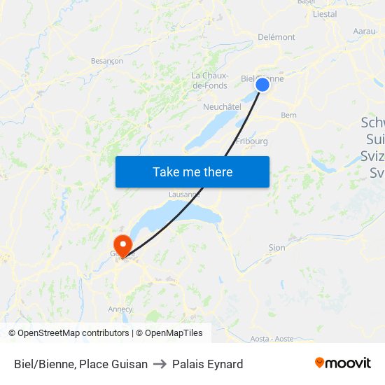 Biel/Bienne, Place Guisan to Palais Eynard map