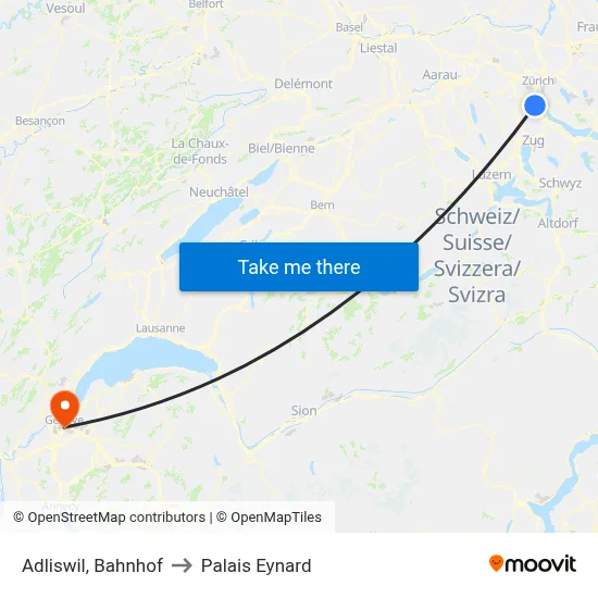 Adliswil, Bahnhof to Palais Eynard map