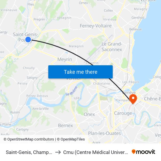 Saint-Genis, Champ-Fusy to Cmu (Centre Médical Universitaire) map