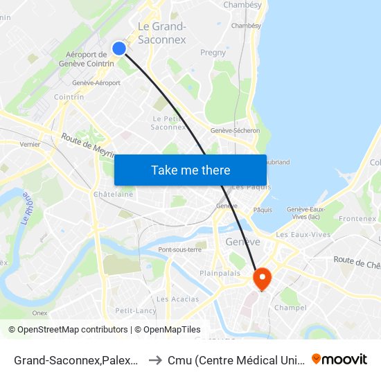 Grand-Saconnex,Palexpo-Halle 7 to Cmu (Centre Médical Universitaire) map