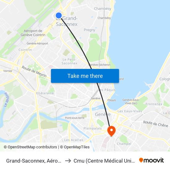 Grand-Saconnex, Aéroport-P47 to Cmu (Centre Médical Universitaire) map