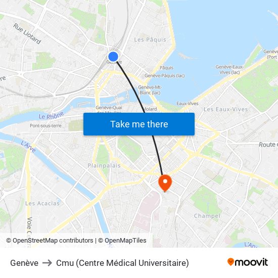 Genève to Cmu (Centre Médical Universitaire) map