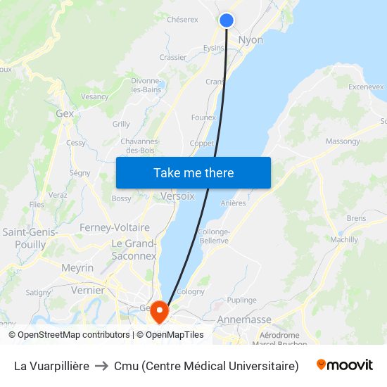 La Vuarpillière to Cmu (Centre Médical Universitaire) map