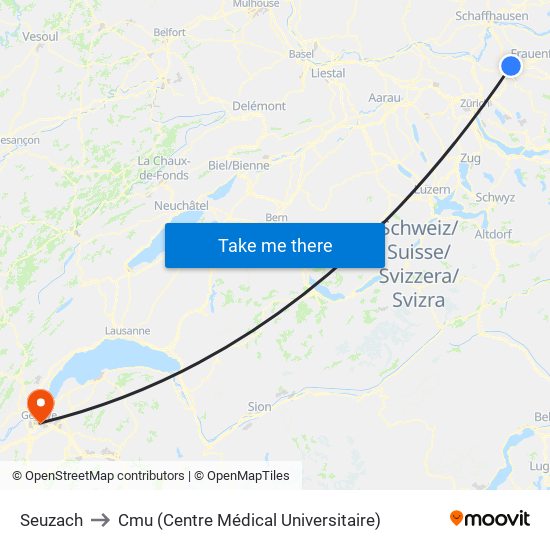 Seuzach to Cmu (Centre Médical Universitaire) map