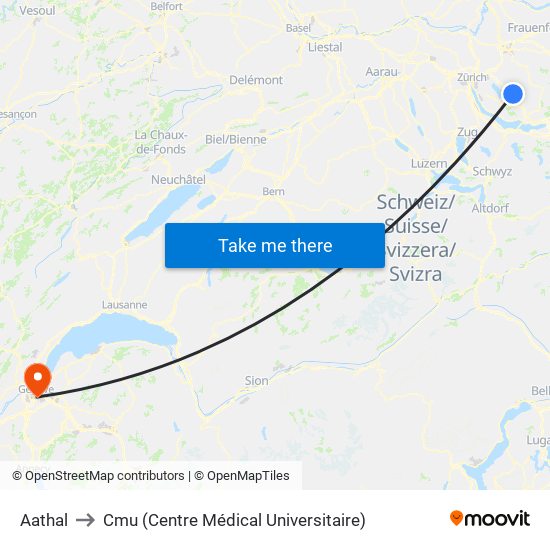 Aathal to Cmu (Centre Médical Universitaire) map