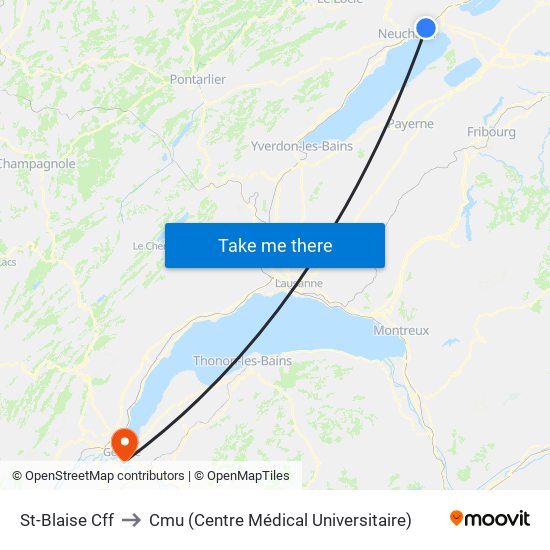 St-Blaise Cff to Cmu (Centre Médical Universitaire) map