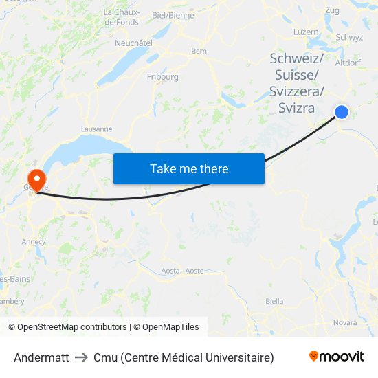 Andermatt to Cmu (Centre Médical Universitaire) map