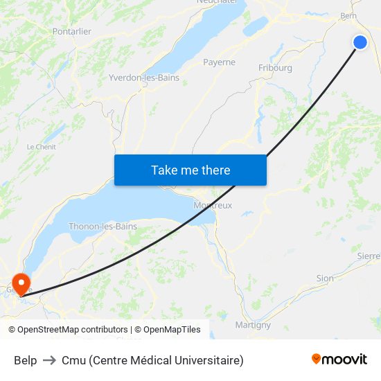 Belp to Cmu (Centre Médical Universitaire) map