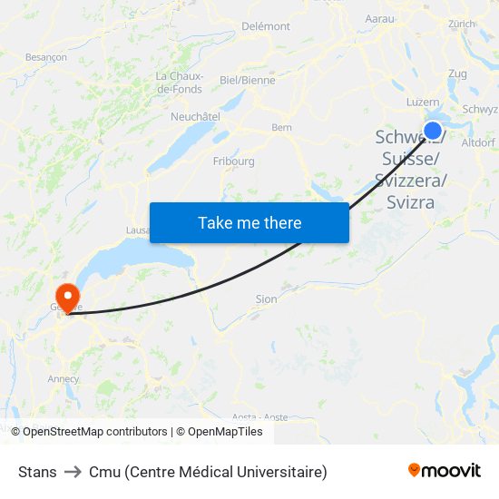 Stans to Cmu (Centre Médical Universitaire) map