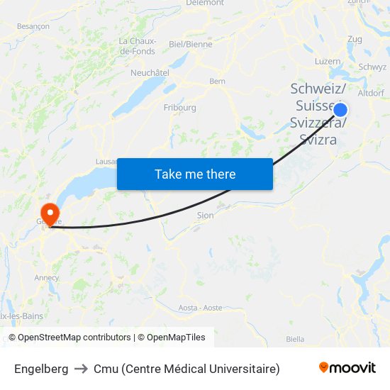 Engelberg to Cmu (Centre Médical Universitaire) map