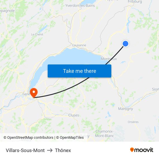 Villars-Sous-Mont to Thônex map