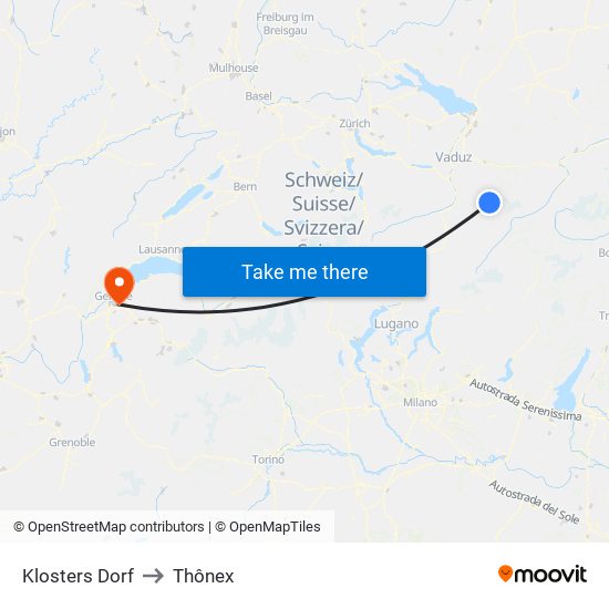 Klosters Dorf to Thônex map