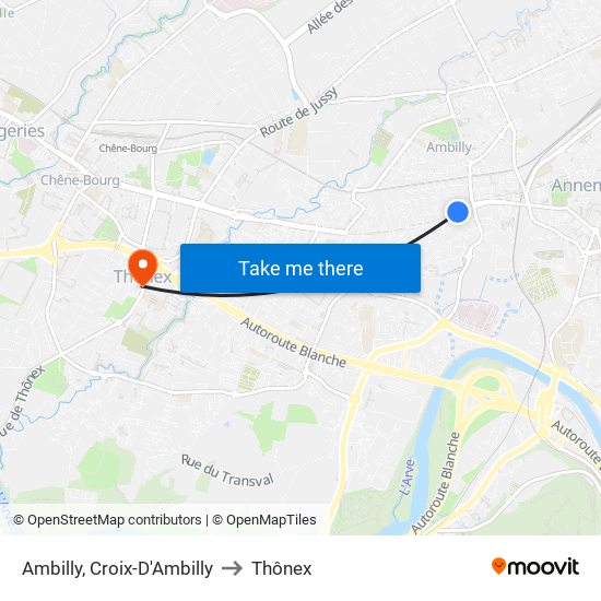 Ambilly, Croix-D'Ambilly to Thônex map