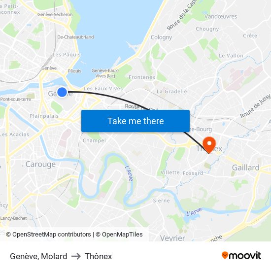 Genève, Molard to Thônex map