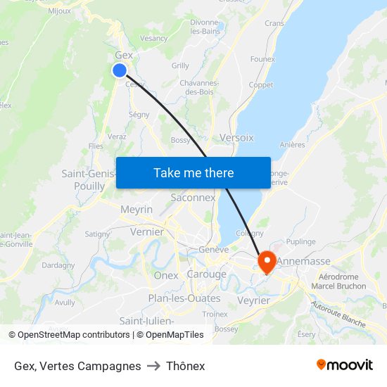 Gex, Vertes Campagnes to Thônex map