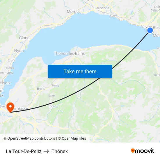 La Tour-De-Peilz to Thônex map