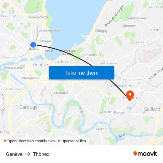 Genève to Thônex map