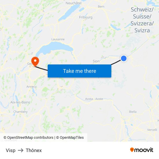 Visp to Thônex map