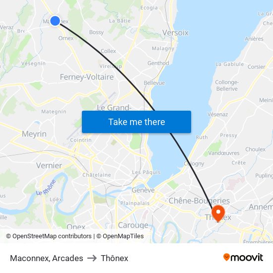 Maconnex, Arcades to Thônex map