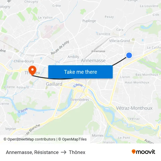Annemasse, Résistance to Thônex map